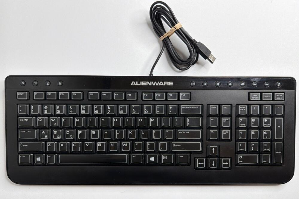 Dell Alienware SK-8165 USB Wired Gaming Multimedia Keyboard Slim TESTED WORKING